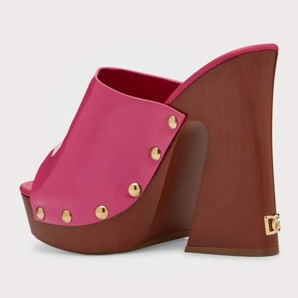 Dolce & Gabbana Studded Patent Leather Clog Mules - Picture 3 of 5